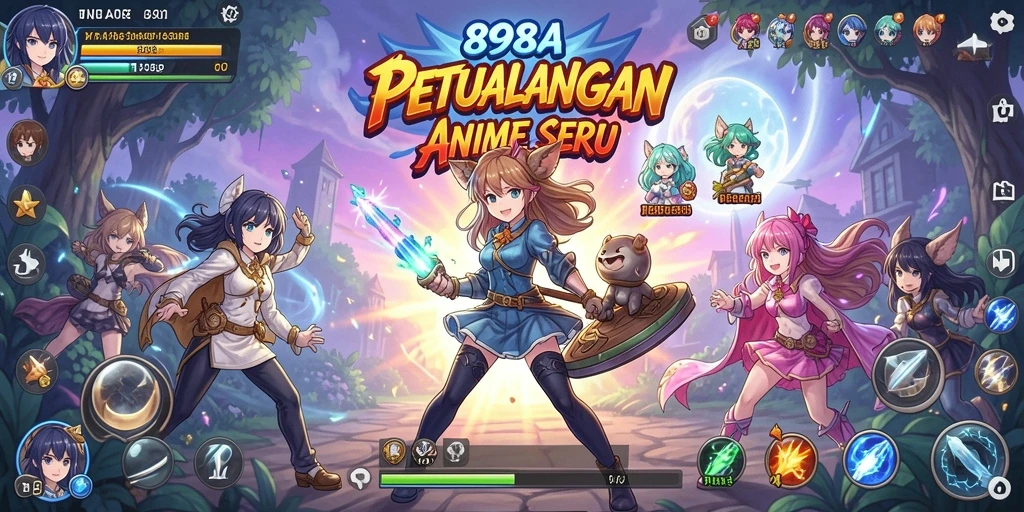 Screenshot gameplay 898A menampilkan karakter Anime dalam pertempuran seru.