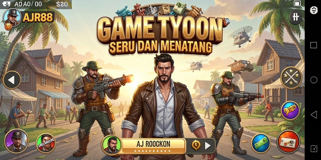 Tangkapan layar gameplay AJR88 menampilkan elemen Tycoon yang menarik.