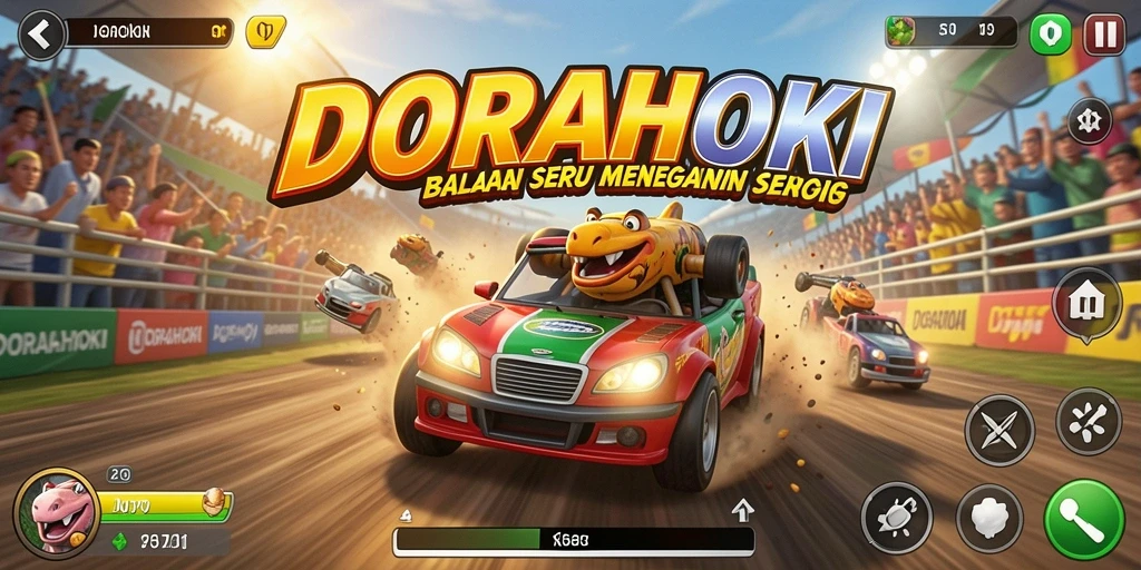 Screenshot DORAHOKI menampilkan gameplay balapan yang mendebarkan.
