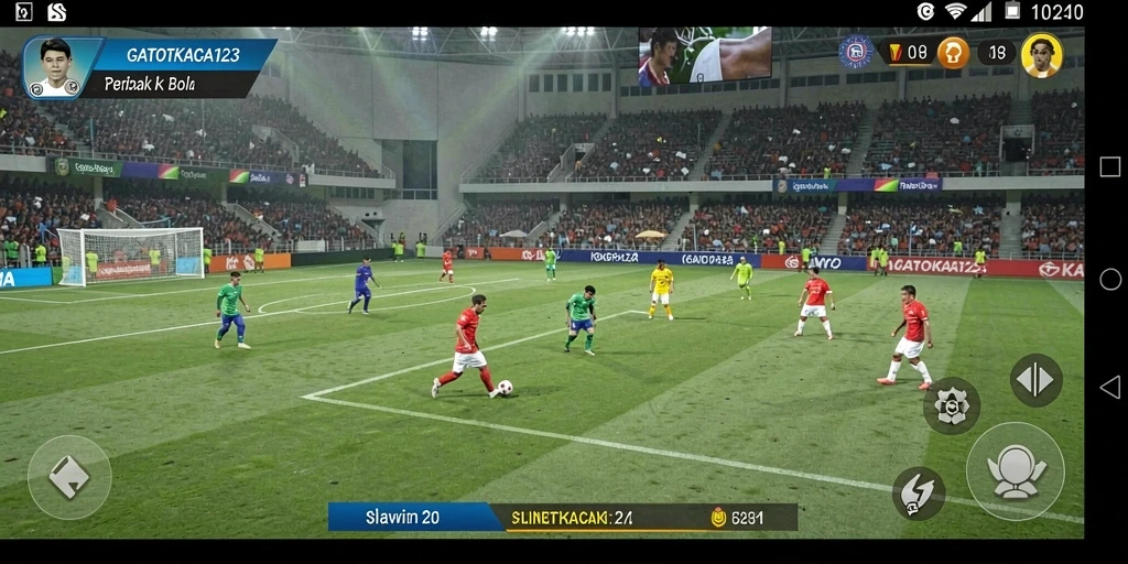 Tampilan gameplay sepak bola yang menegangkan dan realistis di GATOTKACA123.