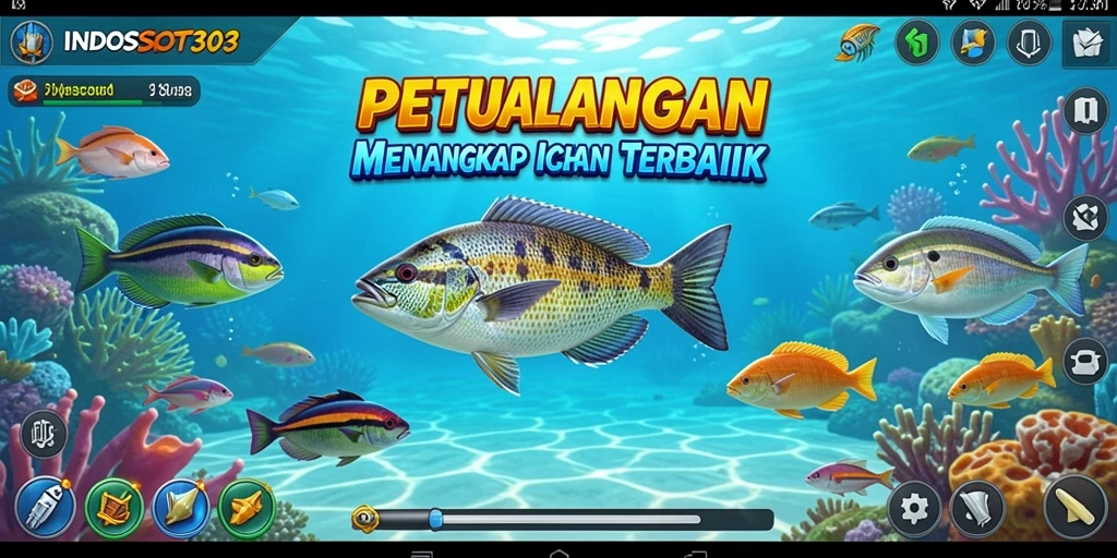 Tampilan gameplay yang mengasyikkan di <strong>INDOSLOT303</strong>, menampilkan aksi menangkap ikan.