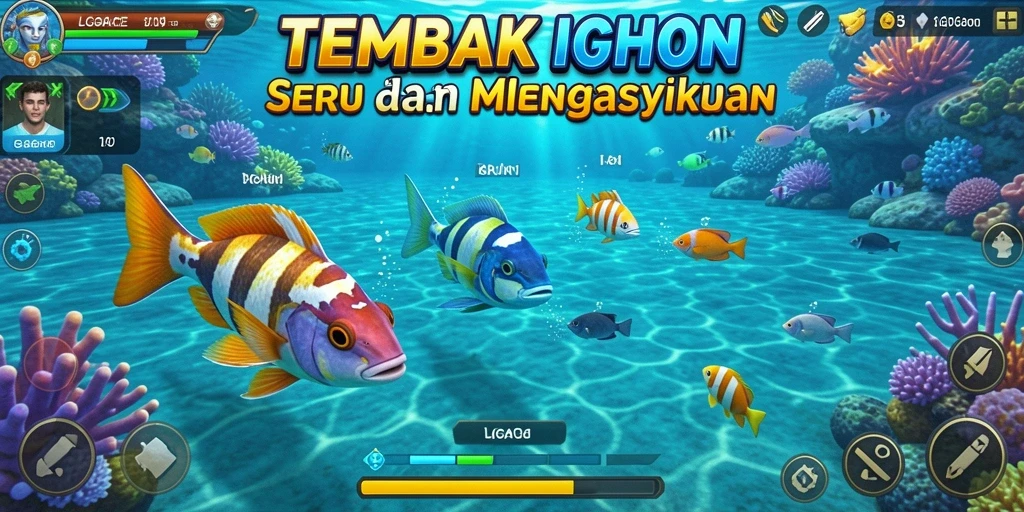 Tangkapan layar gameplay LGOACE menampilkan aksi seru dalam berburu ikan.