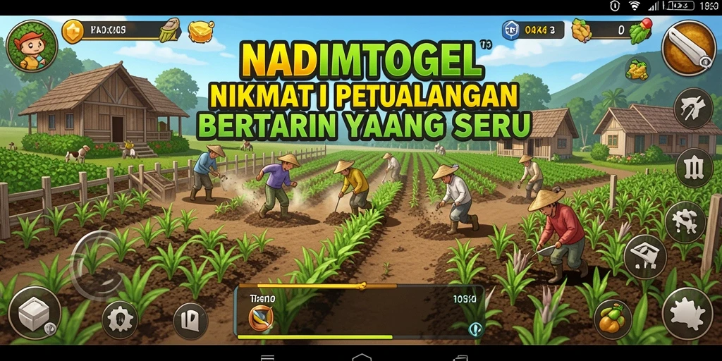 Tampilan gameplay NADIMTOGEL dengan pemandangan pertanian yang indah.