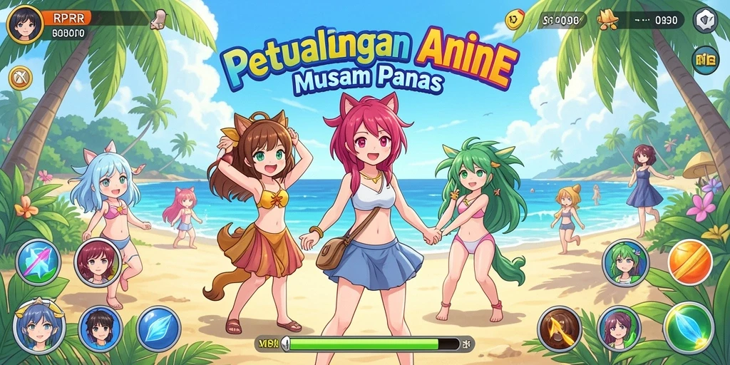 Screenshot menampilkan aksi petualangan seru dalam RPRR dengan karakter Anime.