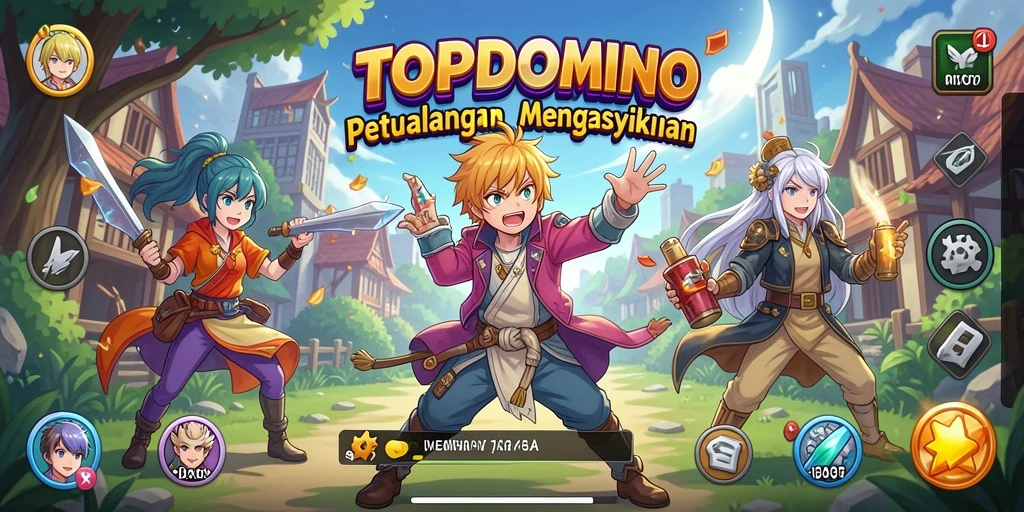 Screenshot dari gameplay seru TOPDOMINO dengan karakter anime.