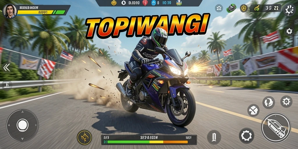 Gameplay seru balapan motor di TOPIWANGI.